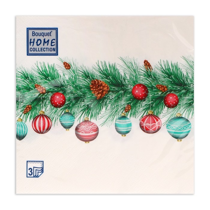 Новогодние салфетки бумажные Home Collection Сlassic &laquo;Новогодняя гирлянда&raquo;, 3 слоя, 33х33 см, 20 шт