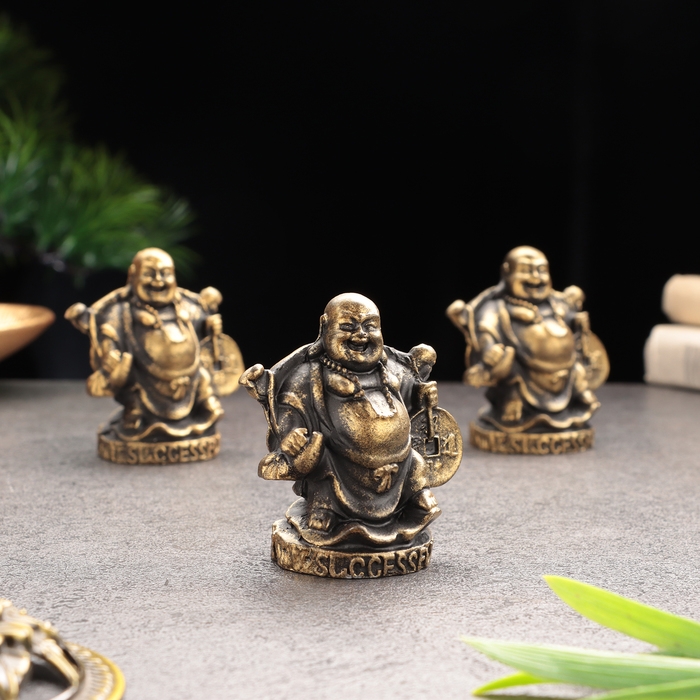 Сувенир &laquo;Хотей на успех", гипсобетон, 6х5х5 см, набор 3 шт