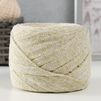 Трикотажная пряжа "Риббон" с люрексом 85м/170±5 гр (Белый, люрекс: Золото) Трикотажная пряжа "Риббон" с люрексом 85м/170±5 гр (Белый, люрекс: Золото)