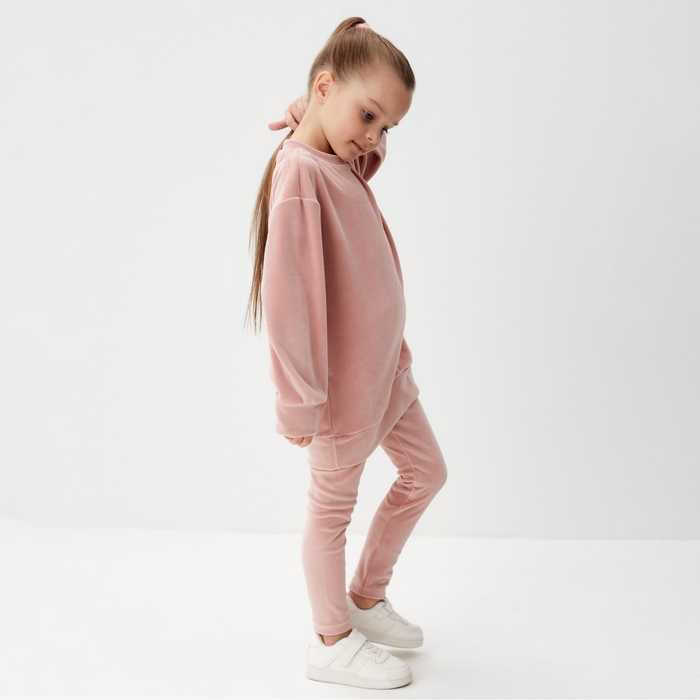 Костюм детский (свитшот, лосины) KAFTAN Plushy р.34 (122-128), розовый