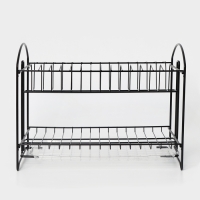 Сушилка для посуды с поддоном 2-х ярусная, разборная, 39,5&times;24&times;29,5 см, цвет черный