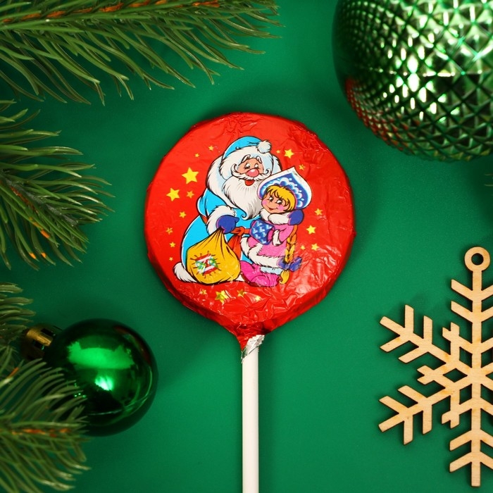 Новый год. Шоколадная фигурка Медаль на палочке " С Новый годом!", МИКС, 18 г