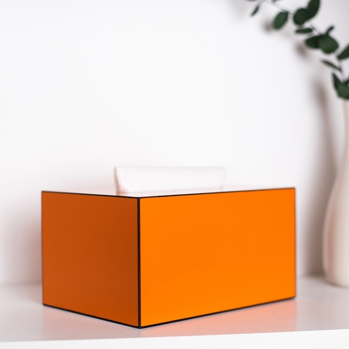 Шкатулка - диспенсер из акрила, цвет оранжевый 10 х 18 х 12 см (салфетница)