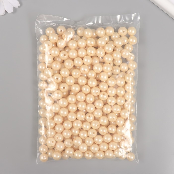 Набор бусин "Жемчуг" d 12 мм, 250 гр, ярко-бежевый