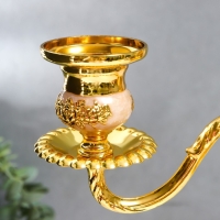 Подсвечник металл на 3 свечи "Розарий" золото, белая эмаль 36,5х31,5х12 см