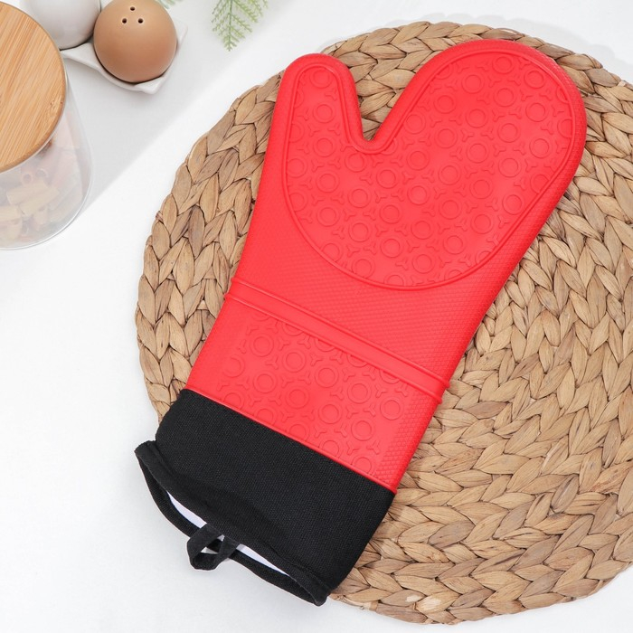 Рукавица для горячего с манжетой Доляна &laquo;Профи&raquo;, силикон, 36&times;18,5 см, цвет МИКС