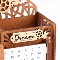 Календарь-карандашница "Птица", дуб-золото, мдф, 17х7,5х12 см