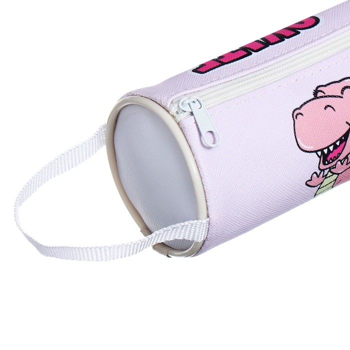 Пенал-тубус школьный на молнии Пенал-тубус школьный на молнии "Динозаврик" Calligrata, розовый