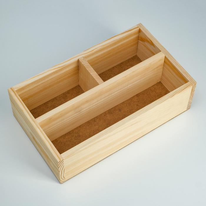 Ящик деревянный 34.5&times;20.5&times;10 см подарочный комодик, натуральный