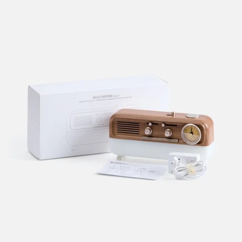Bluetooth-колонка с беспроводной зарядкой, часами и подсветкой Multiverse, ver.2 Bluetooth-колонка с беспроводной зарядкой, часами и подсветкой Multiverse, ver.2