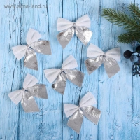 Украшение ёлочное "Бант" (набор 12 шт) 5,5х5 см, серебристо-белый Украшение ёлочное "Бант" (набор 12 шт) 5,5х5 см, серебристо-белый