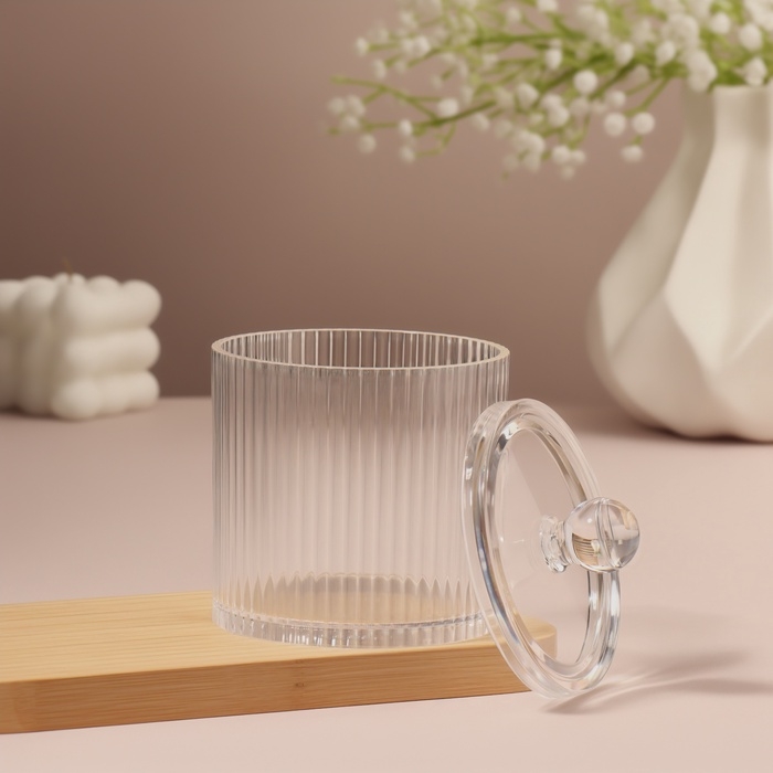 Органайзер для ватных палочек, с крышкой, d=9.5&times;12 см, прозрачный