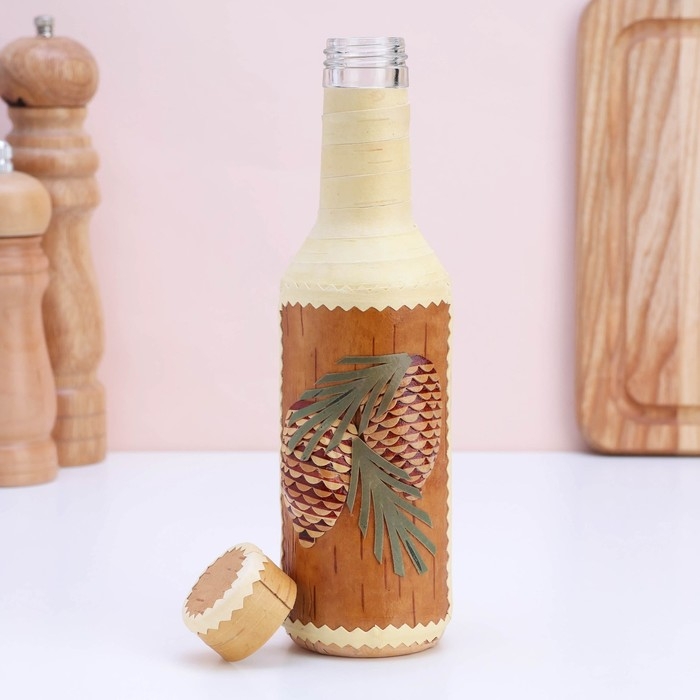 Фляжка-бутылка "Шишки", 0,25 л, береста