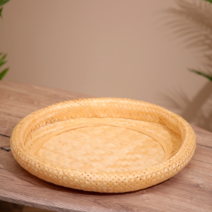 Тарелка плетёная, из бамбука 40х40х6 см