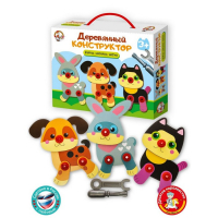 Конструктор деревянный &laquo;Зайка, собачка, котик&raquo;