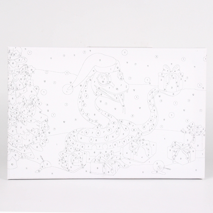 Картина по номерам на новый год на холсте с подрамником «Змея с подарком», 30 х 20 см, символ года 2025 Картина по номерам на новый год на холсте с подрамником «Змея с подарком», 30 х 20 см, символ года 2025