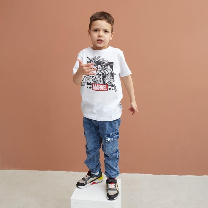 Футболка детская Мстители, рост 110-116, белый