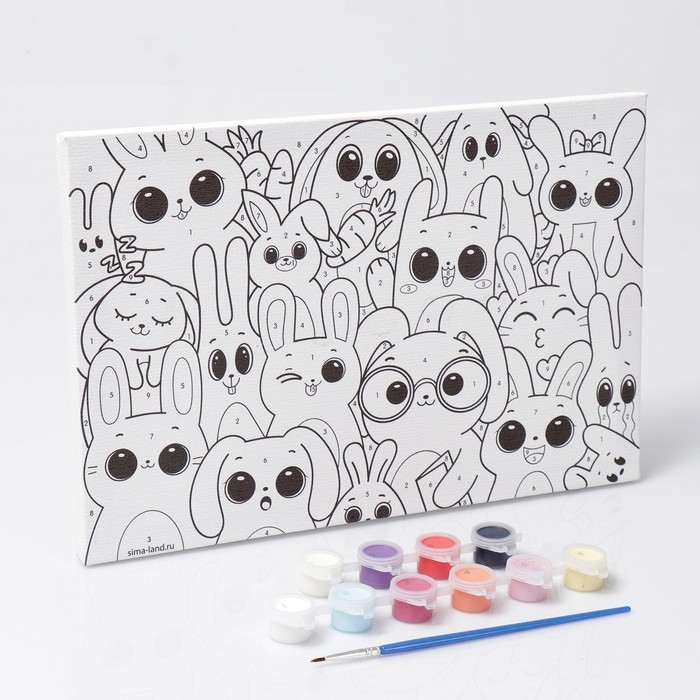 Картина по номерам для детей «Забавные зайчата», 20 х 30 см Картина по номерам для детей «Забавные зайчата», 20 х 30 см