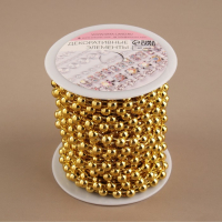 Бусы на нитях, плоские, 6 мм, 9 &plusmn; 1 м, цвет золотой