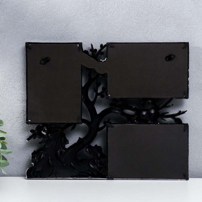 Фоторамка пластик на 3 фото 10х15 см Фоторамка пластик на 3 фото 10х15 см "Вишнёвый сад" тёмное серебро 32х27 см