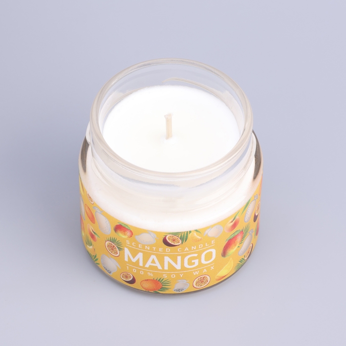 Свеча ароматическая в банке Свеча ароматическая в банке "Манго маракуйя", совый воск, 80 г