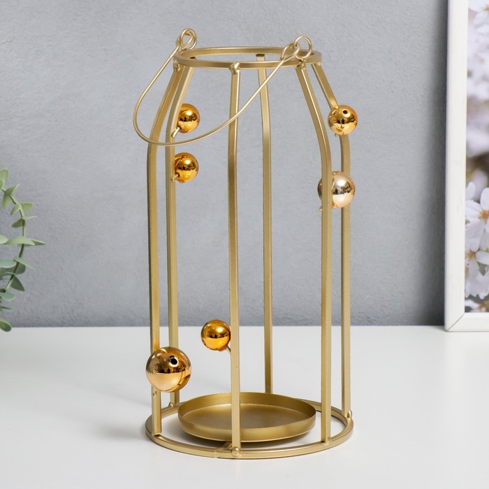 Подсвечник металл Подсвечник металл "Золотые шарики" золото 14х14х26 см