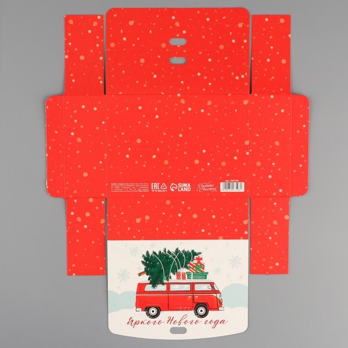 Коробка подарочная новогодняя складная двухсторонняя &laquo;Новогодние истории&raquo;, 16.5 х 12.5 х 5 см, БЕЗ ЛЕНТЫ, Новый год