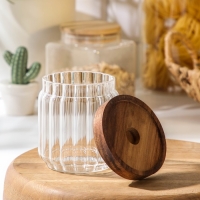 Банка стеклянная для хранения сыпучих продуктов Magistro &laquo;Дафна&raquo;, 400 мл, 9&times;10,5 см, с деревянной крышкой