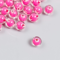 Бусины пластик "Ярко-розовые" глянец набор 20 гр  d=0,8 см