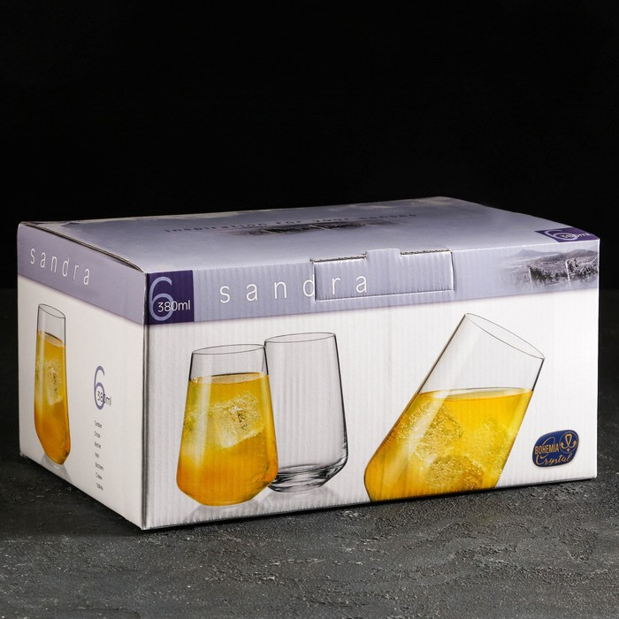 Набор стаканов для воды Bohemia Crystal &laquo;Сандра&raquo;, 380 мл, 6 шт