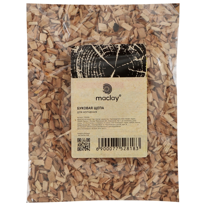 Щепа для копчения Maclay &laquo;Бук&raquo;, 350&plusmn;30 г