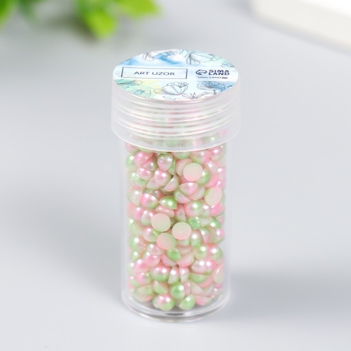 Декор "Градиент розово-зелёный" d=4 мм 10г 200 шт 5х2,5 см МИКС