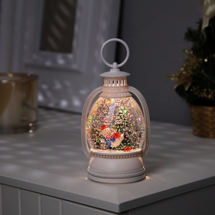 Светодиодная фигура &laquo;Снеговик и ёлка&raquo; 7 &times; 12.5 &times; 6.5 см, пластик, батарейки АААх2 (не в комплекте), свечение тёплое белое