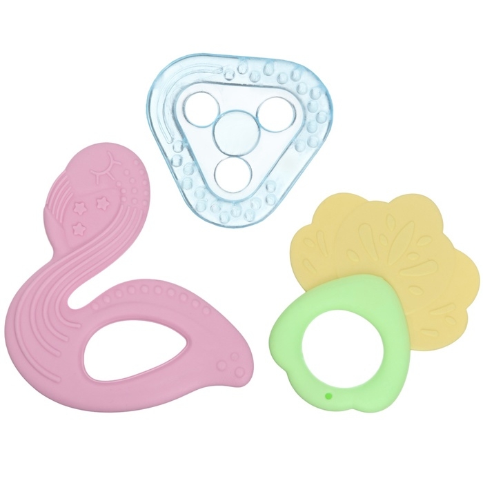 Набор прорезывателей силиконовых «Грызунки», с погремушкой, 3 шт., Крошка Я Набор прорезывателей силиконовых «Грызунки», с погремушкой, 3 шт., Крошка Я