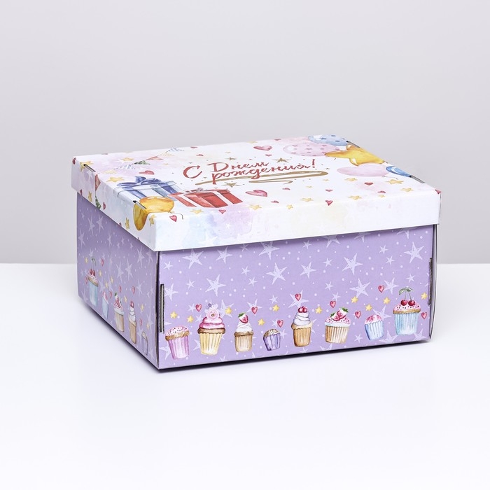 Складная коробка "С Днём Рождения", 31,2 х 25,6 х 16,1 см