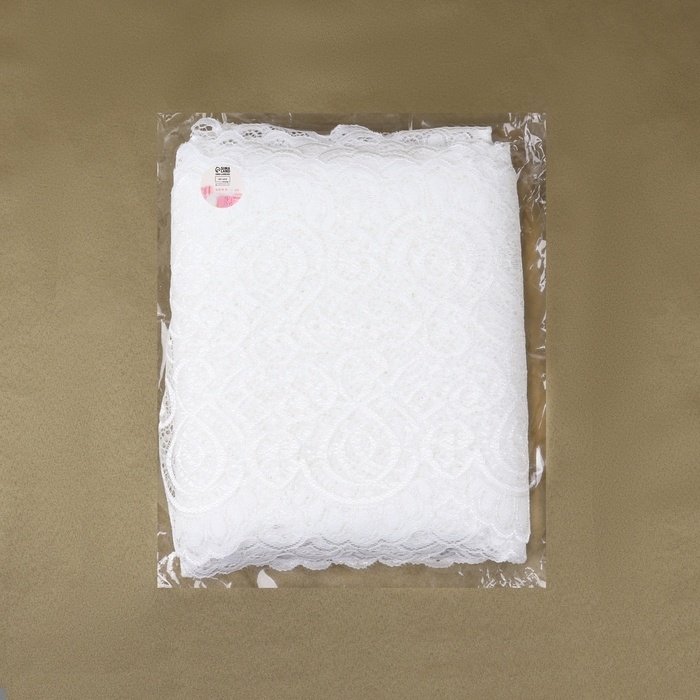 Кружевная эластичная ткань, 180 мм &times; 23 &plusmn; 1 м, цвет белый