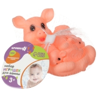 Набор резиновых игрушек для ванны &laquo;Мыльница: Свинка&raquo;, с пищалкой, 4 шт, Крошка Я