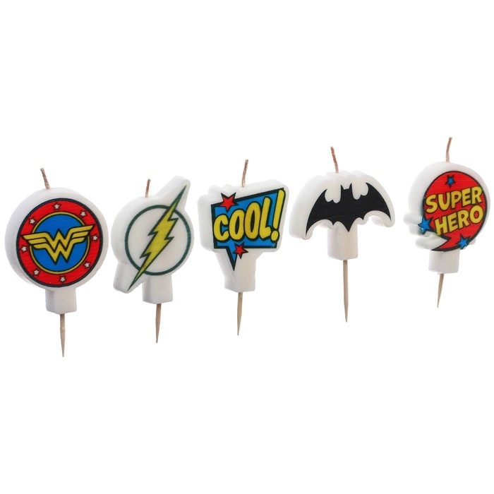 Свеча для торта Свеча для торта "С Днем Рождения!", 5 штук, Супергерои