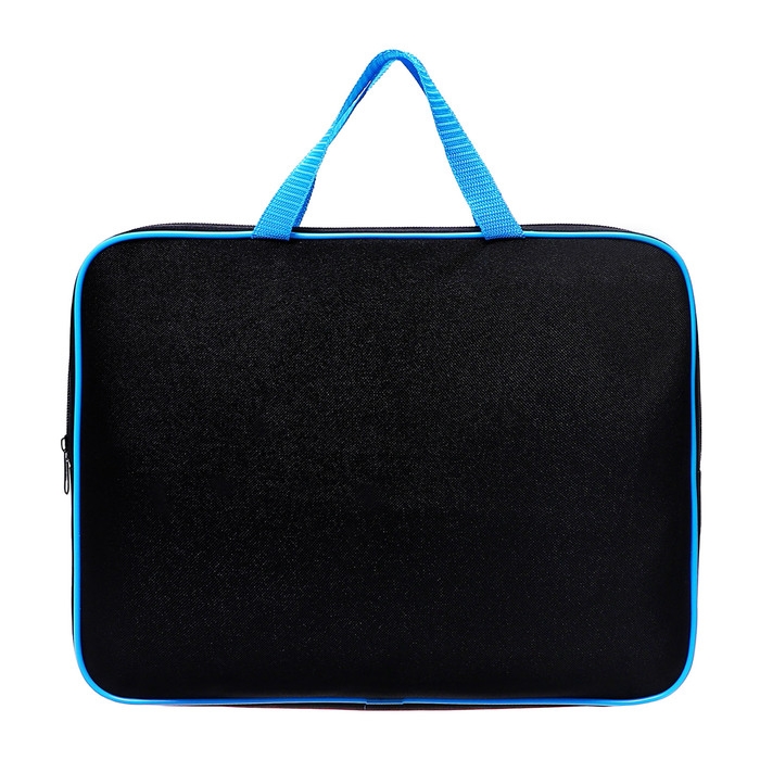 Папка с ручками текстильная А4, 350 х 265 х 45 мм, ПМД 2-42 Папка с ручками текстильная А4, 350 х 265 х 45 мм, ПМД 2-42 "Офис", внутренний карман, чёрная/ярко-голубая