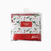 Комплект штор Доляна "Рождественские цветы" 145х180см-2шт. с подхватами, 100% п/э, 140гр/м2 Комплект штор Доляна "Рождественские цветы" 145х180см-2шт. с подхватами, 100% п/э, 140гр/м2