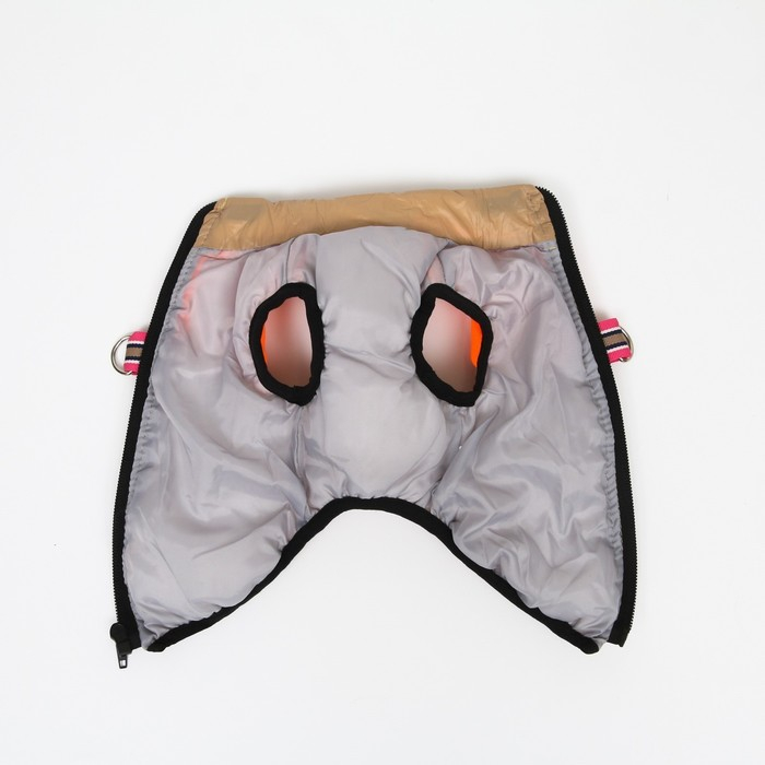 Куртка для собак на молнии, размер 8 (ДС 23 см, ОГ 30, ОШ 22 см), бежевая с оранжевым