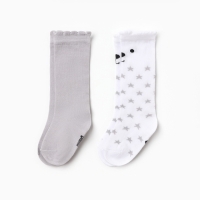 Новый год.Гольфы детские 2 пары Крошка Я, 10-12 см, белый / серый