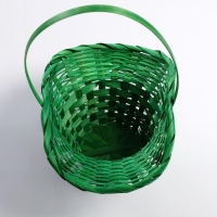 Корзина плетёная, бамбук, зелёная, (шляпка), большая Корзина плетёная, бамбук, зелёная, (шляпка), большая