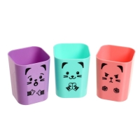 Подставка-стакан для канцелярии, 3 штуки, 3 цвета, deVENTE, Kitty, пластик, квадратные Подставка-стакан для канцелярии, 3 штуки, 3 цвета, deVENTE, Kitty, пластик, квадратные