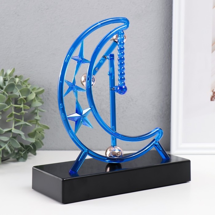 Маятник пластик "Месяц и звезды" от батареек, синий 21,8х8,8х24,2 см