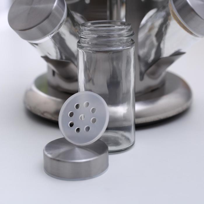 Набор для специй на подставке &laquo;Профи&raquo;, 22&times;25,5 см, 12 шт, цвет металлик