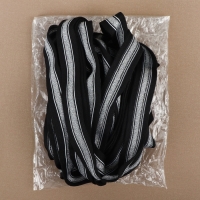 Тесьма трикотажная лампас 25 мм, 9 &plusmn; 0,5 м, цвет чёрный/серебряный