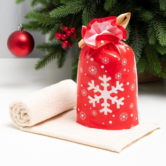 Новый год. Полотенце махровое Экономь и Я Новый год. Полотенце махровое Экономь и Я "Снежинка" 30*60 см, цв. молочный, 100% хл, 340 г/м2