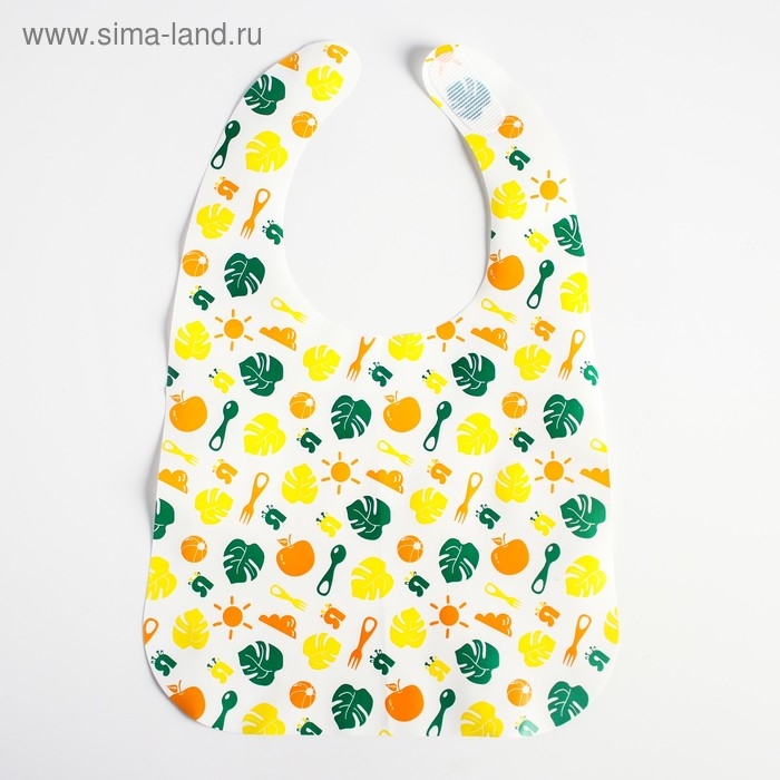 Нагрудник для кормления &laquo;Апельсин&raquo; непромокаемый на липучке