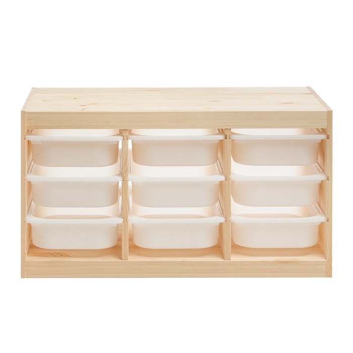 Стеллаж TROFAST-2, с контейнерами, Массив сосны